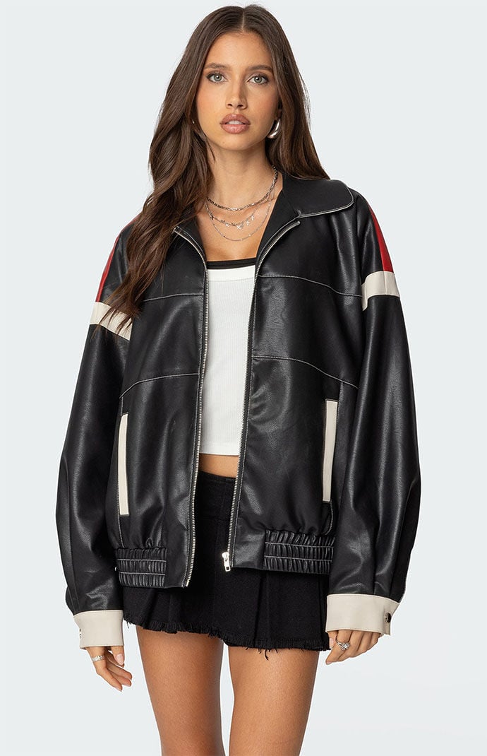 Edikted North Star Faux Leather Jacket