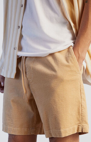 Cream Corduroy Volley Shorts image number 3