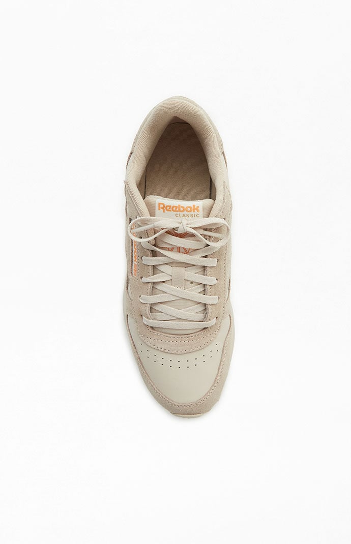 Women s Beige Classic Leather Suede Sneakers