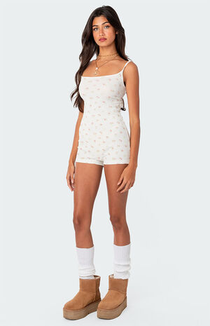 Ditsy Open Back Tie Romper image number 4