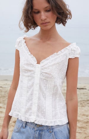 White Eyelet Elena Top image number 2
