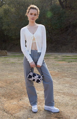 White Greta Pointelle Tie Front Top image number 4