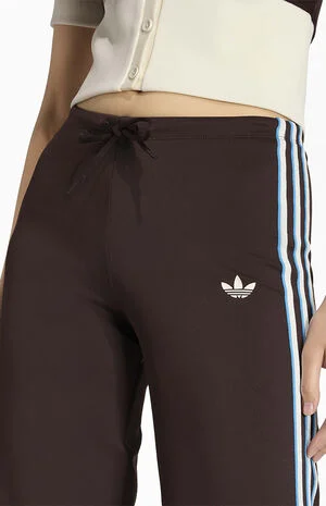 Brown 3-Stripe Slouchy Straight Leg Track Pants image number 4