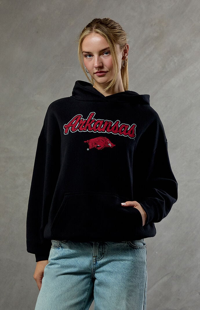 Wild Collective Women's Arkansas Razorbacks Embroidered Hoodie In Black