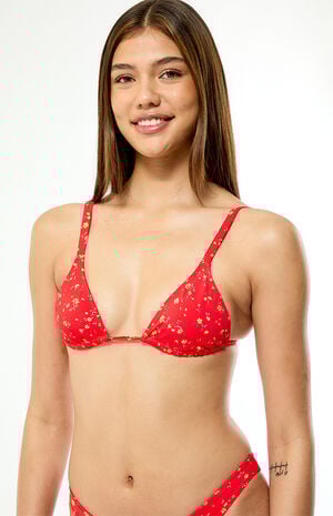 Red Floral Rae Triangle Bikini Top image number 3