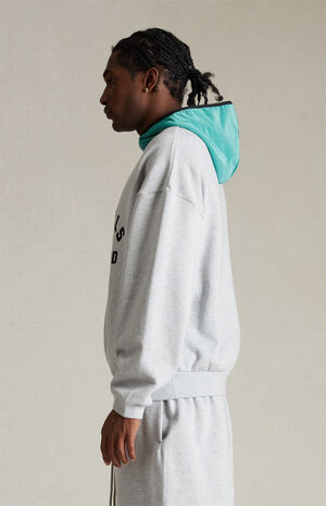 Light Heather Grey Mint Leaf Nylon Fleece Hoodie image number 2