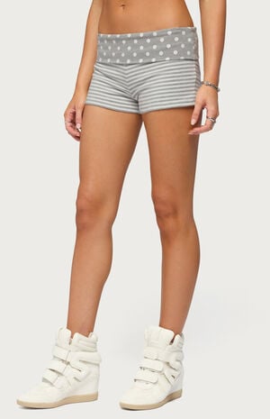 Presley Stripe and Polka Dot Foldover Shorts image number 2
