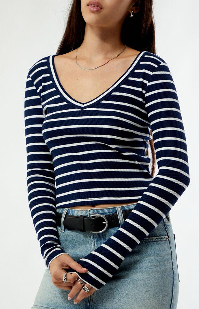 Your Favorite Kylie V-Neck Ribbed Long Sleeve Top