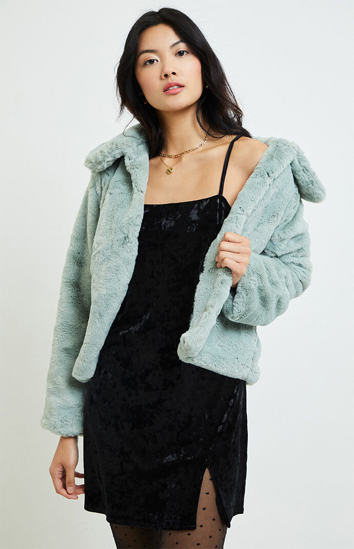 Slit Velvet Mini Dress