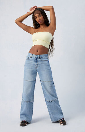 Light Indigo Grommet Dakota Mid Rise Baggy Jeans image number 2
