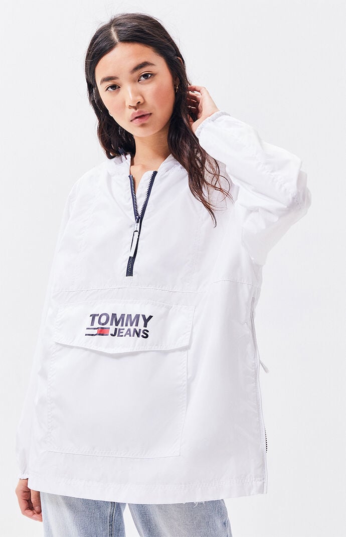 tommy jeans logo half zip anorak jacket