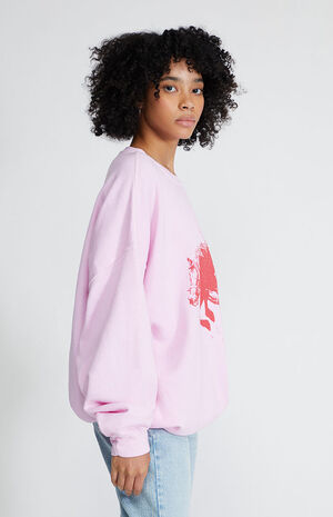 Golden Hour Pink Cowboy Crew Neck Oversized Sweatshirt