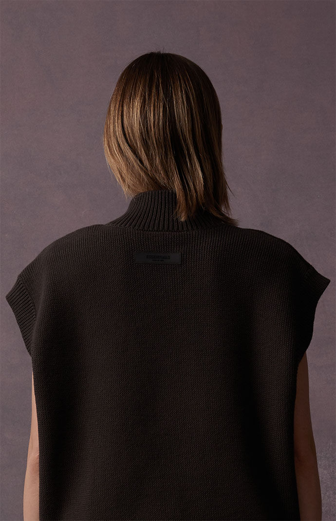 Fear of God Essentials Women's Off Black Mock Neck Vest | PacSun