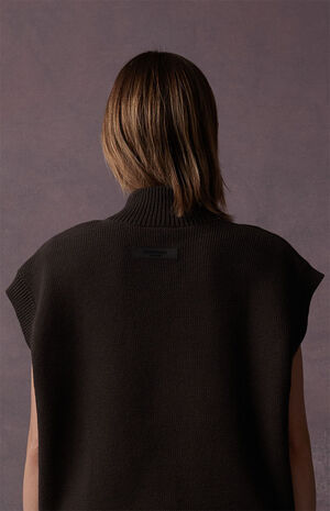 Women's Off Black Mock Neck Vest image number 5
