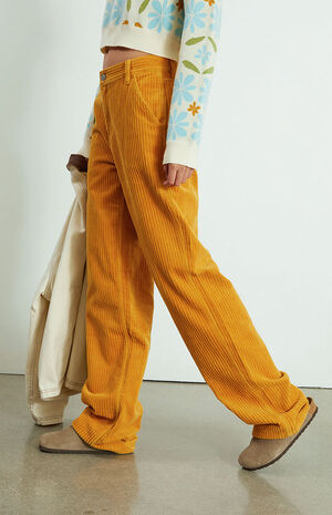 Gold Corduroy Baggy Carpenter Pants image number 3