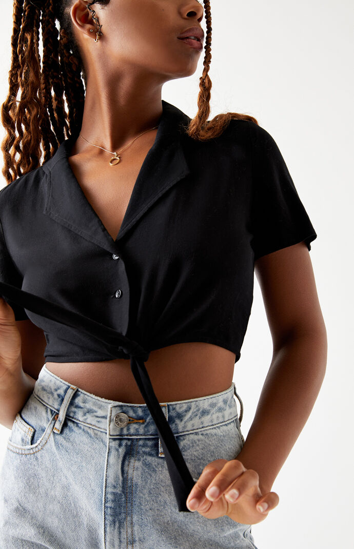 Tied Button Front Shirt