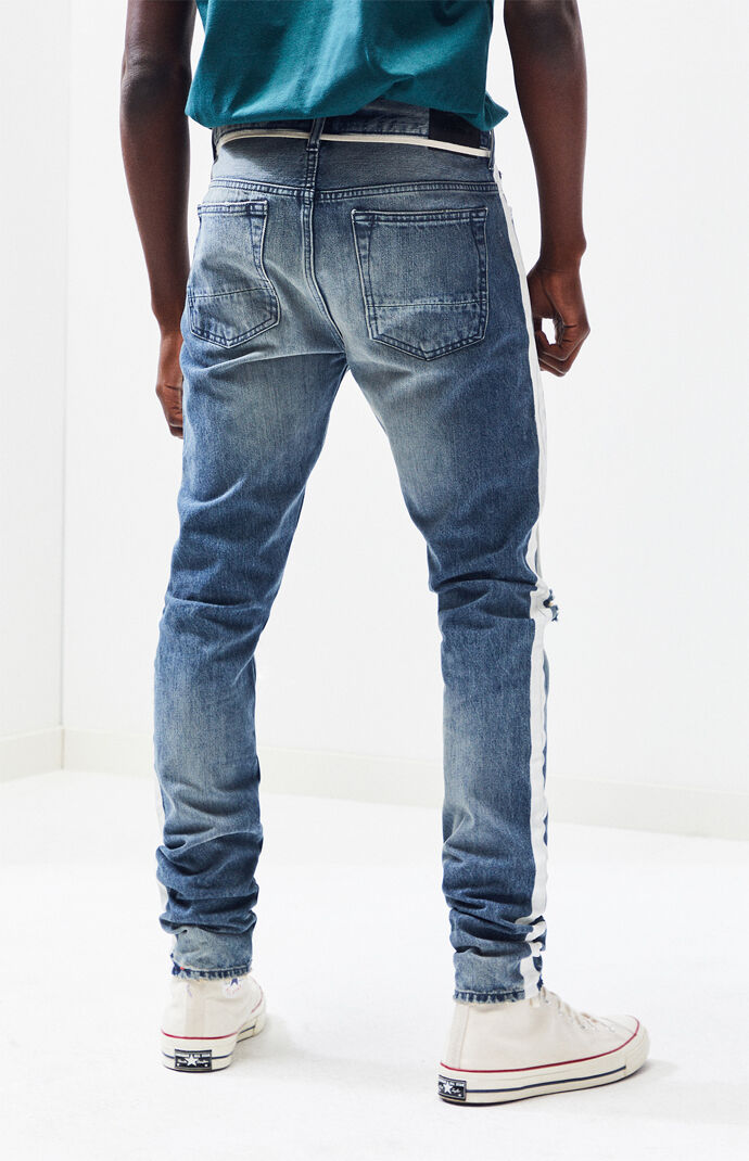 skinny jeans with stripe down the side mens