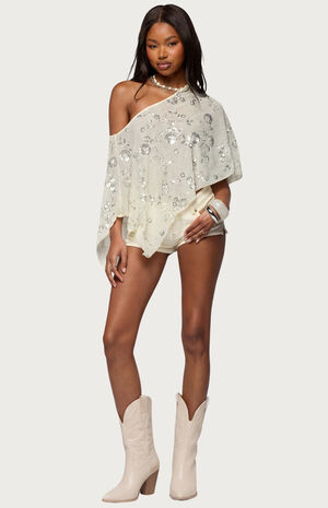 Triana Bead and Sequin Chiffon Poncho image number 4