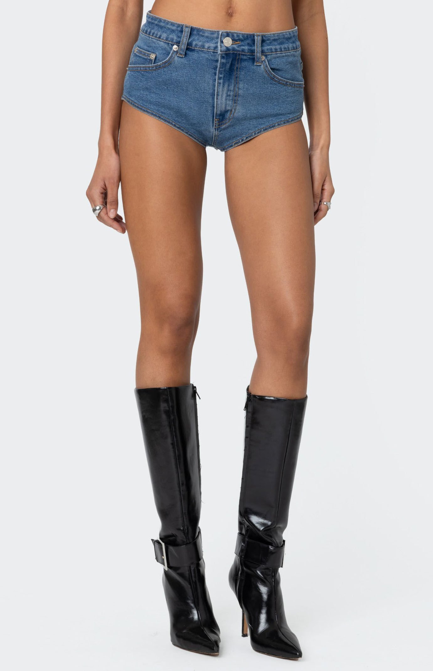 Edikted Super Micro High Rise Denim Shorts