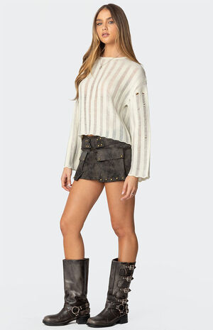 Marge Studded Faux Leather Mini Skort image number 3