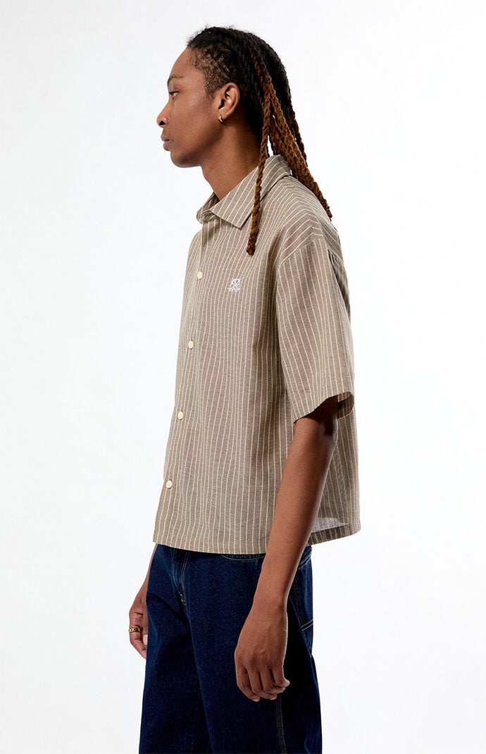 Pacsun Porto Brown Striped Camp Shirt