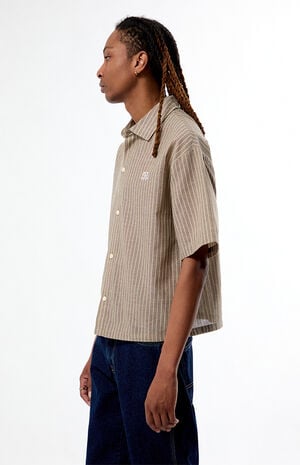 Porto Brown Striped Camp Shirt image number 3
