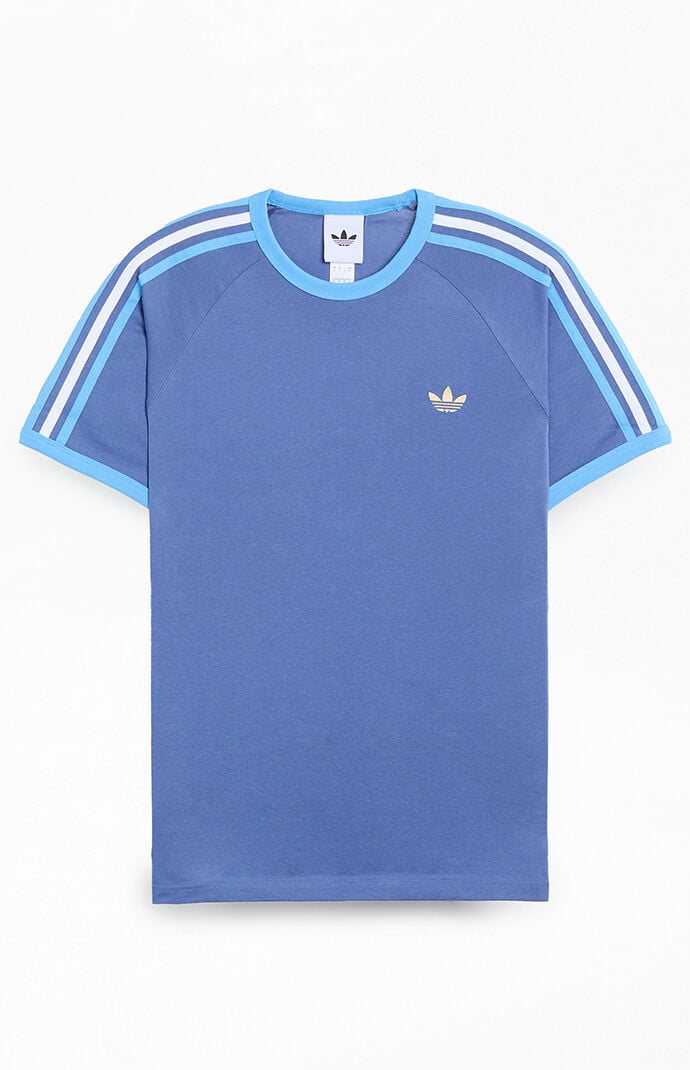 adidas Blue Three Stripe T-Shirt