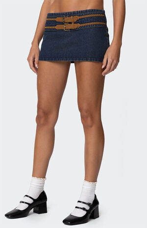 Sky Double Buckle Denim Mini Skort image number 2