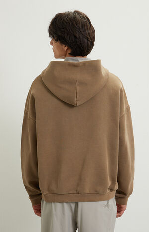 Brown Vintage Wash Heavyweight Fleece Zip Up Hoodie image number 4