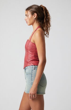 Faux Leather Halter Corset image number 4