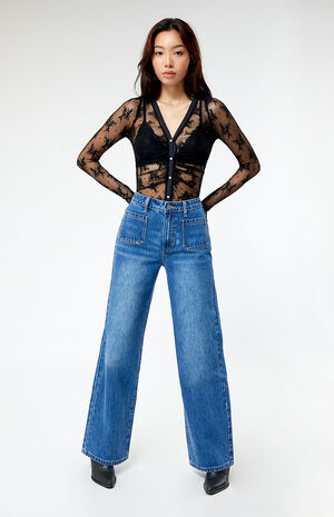 Patch Pocket Wide Leg Jeans image number 1