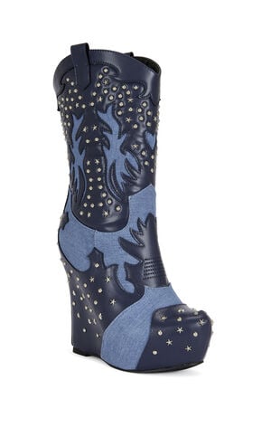 Women's Callia Denim Wedge Booties image number 2