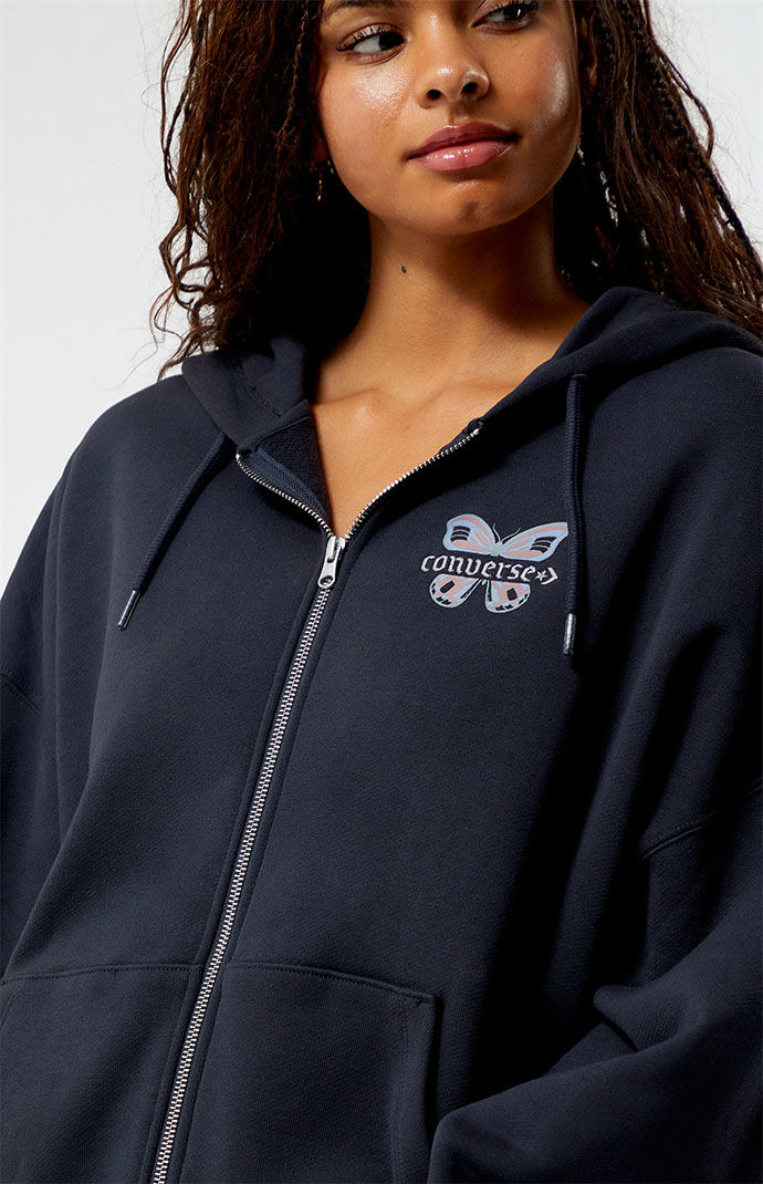 Zip hot sale hoodie converse