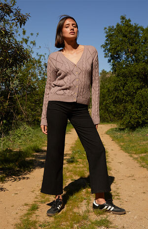 Mauve Cable Knit Cardigan image number 4