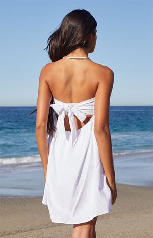 Tie Back Strapless Babydoll Mini Dress image number 2