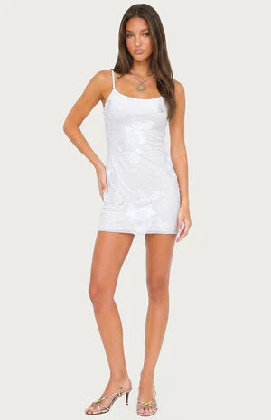 Caya Embroidered Floral Mesh Mini Dress image number 1