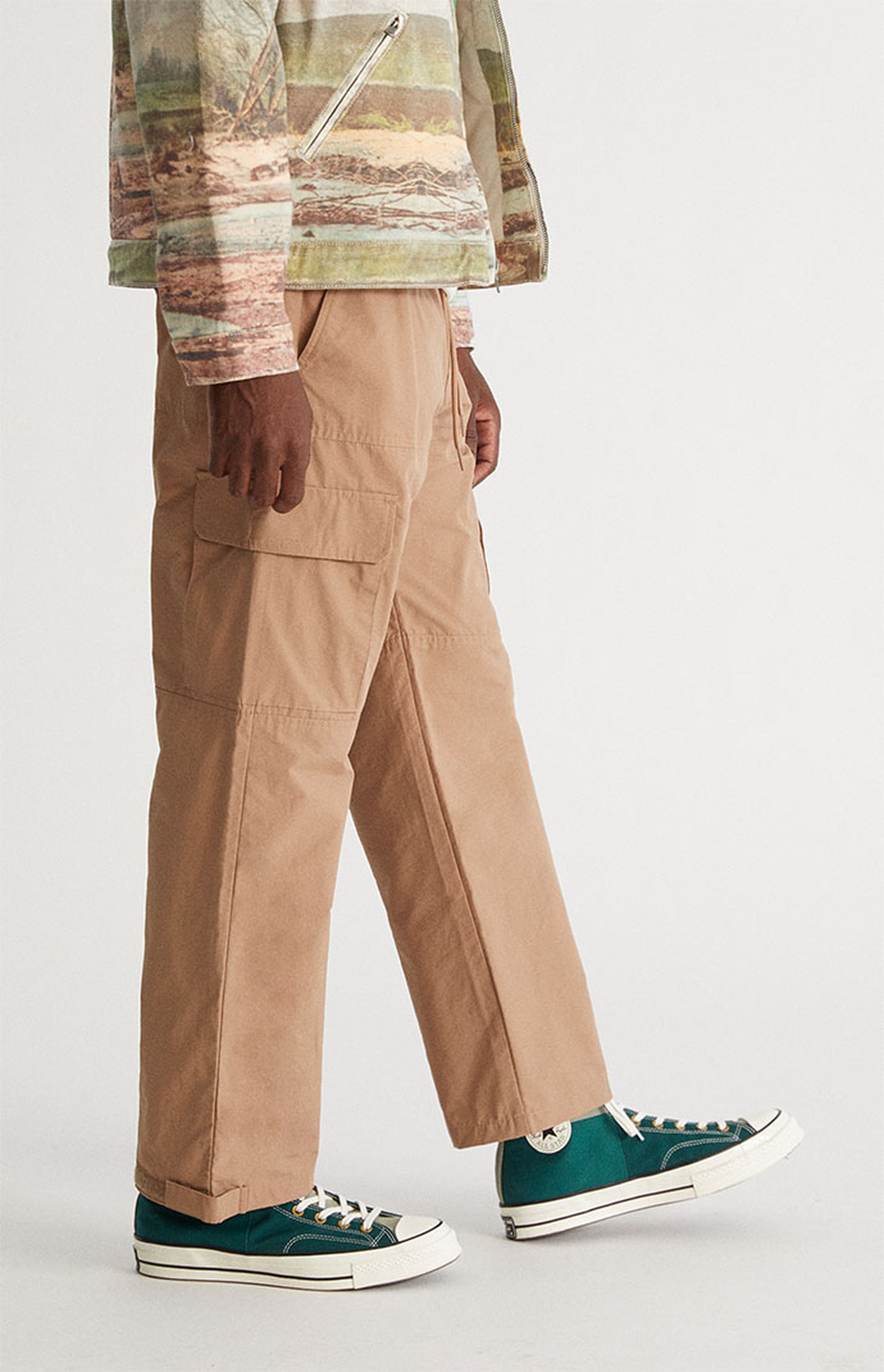 PacSun Khaki Nylon Baggy Cargo Pants PacSun