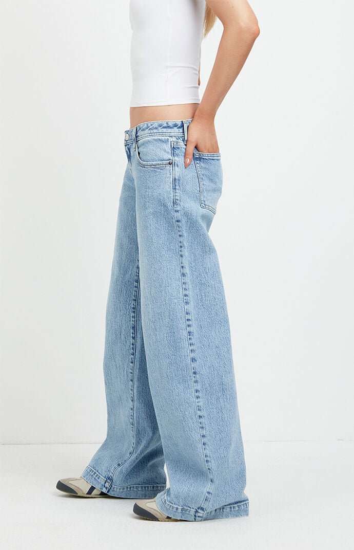 Pacsun Kaia Ultimate Low Rise Baggy Jeans Stretch Light Blue