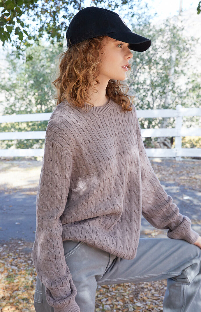 Mauve cable knit sweater online