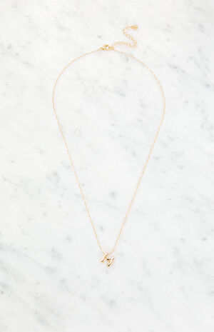 M Initial 14K Gold Plated Necklace image number 1