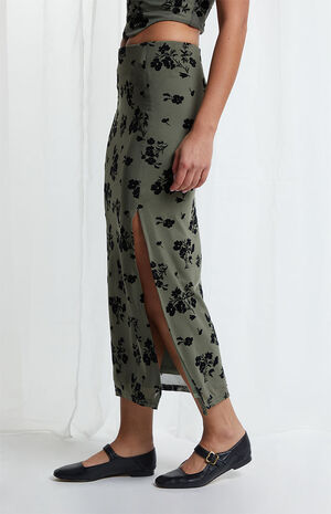 Verona Floral Velvet Midi Skirt image number 3