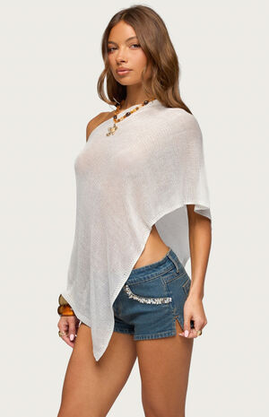Azalia Asymmetric Knit Poncho image number 2