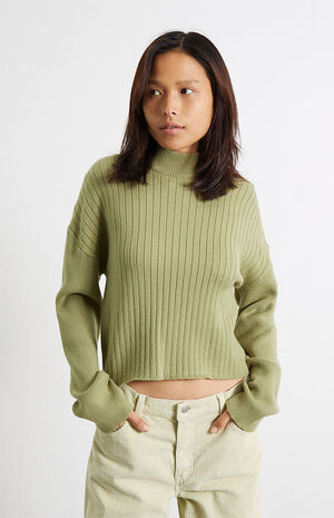 Contrast Ribbed Mock Neck Sweater image number 2