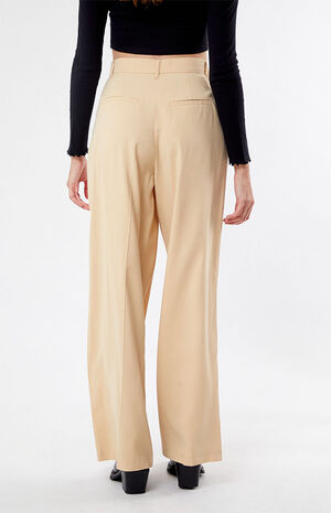 Beige High Waisted Trousers image number 4