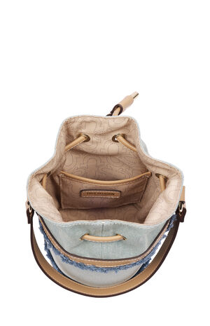 Buddha Patch Frayed Denim Bucket Bag image number 7
