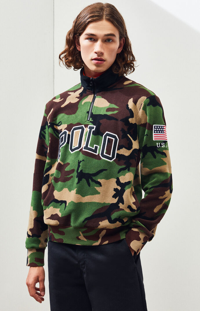 polo ralph lauren men's camo fleece hoodie