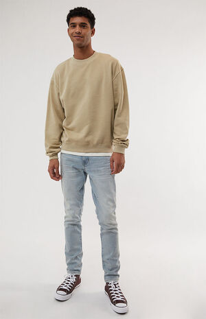 Tan Vintage Wash Crew Neck Sweatshirt image number 3