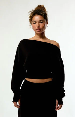 Active French Terry Off-The-Shoulder Sweatshirt image number 3