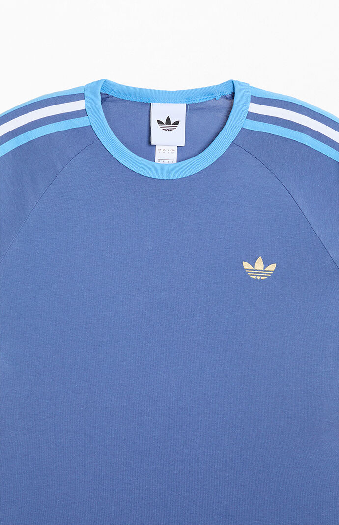 adidas Blue Three Stripe T-Shirt