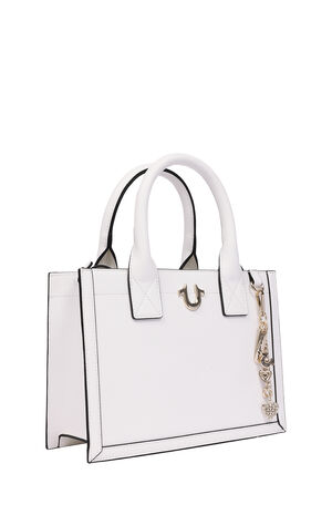 White Modern Edge Charm Tote Bag image number 2